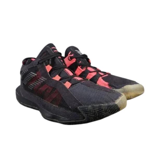 Adidas Shoes Mens 8 Athletic Trainers Dame 6 Basketball Sneakers Black Red Mid - Picture 10 of 12